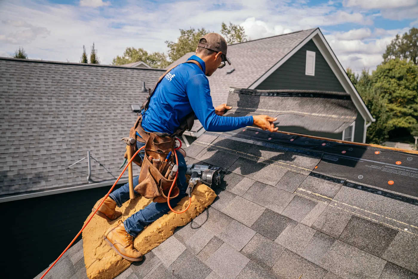 Tarping and dry-in on a Seelyville commercial roof